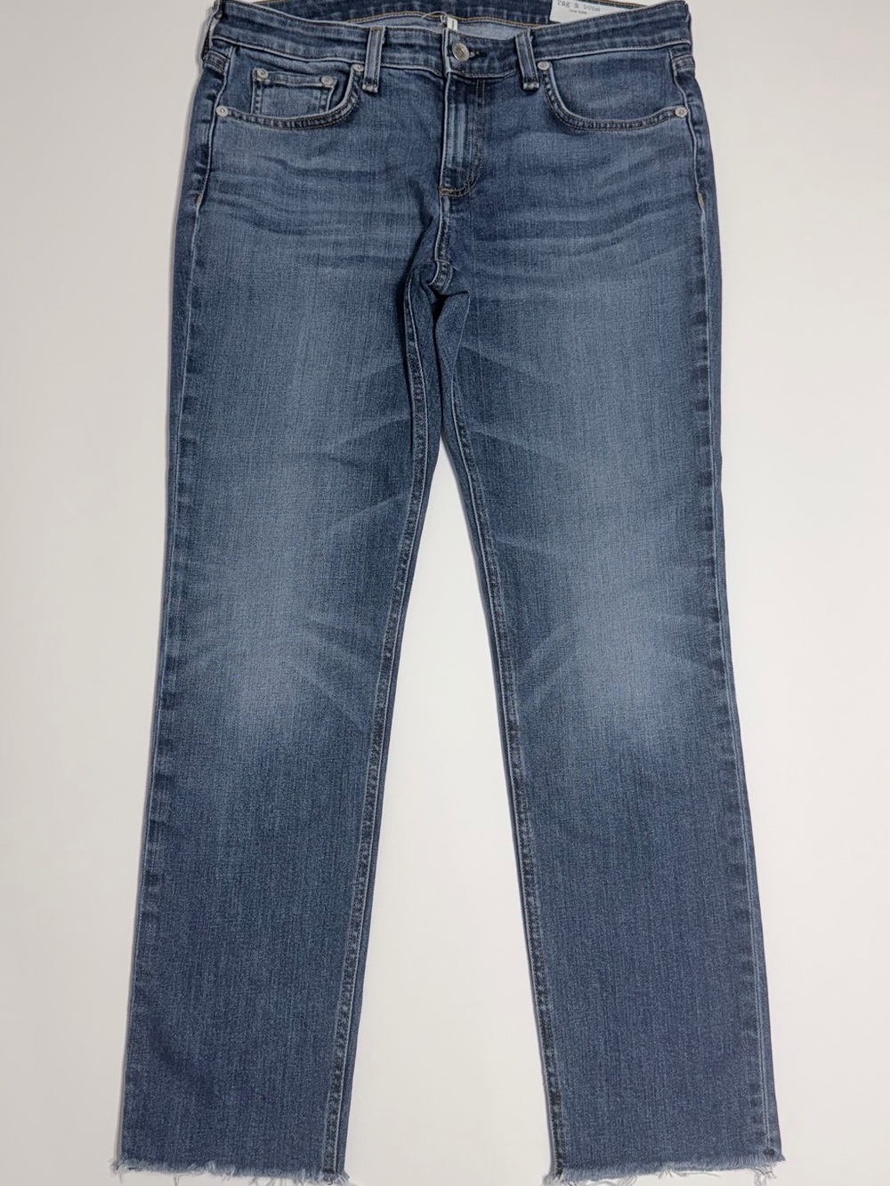 Rag & Bone Dre Low Rise Slim Boyfriend Jeans Mariposa Wash Raw Hem 26